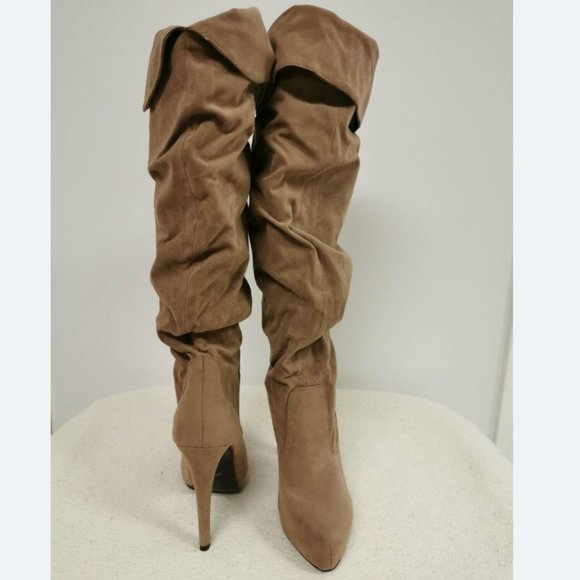 (Over) Knee No Zipper Suede Boots - Picture 3 of 3